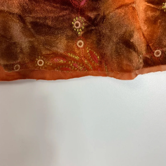 Y2K Bohemian Blouse Size Small Libra Bright Orange Brown Floral  90’s Embroidery - Picture 9 of 12